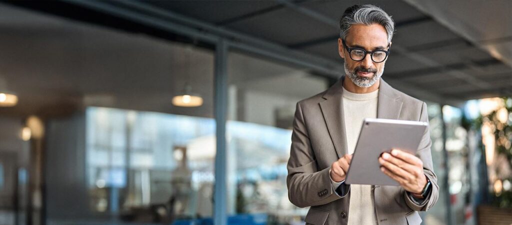 Business in office using digital tablet